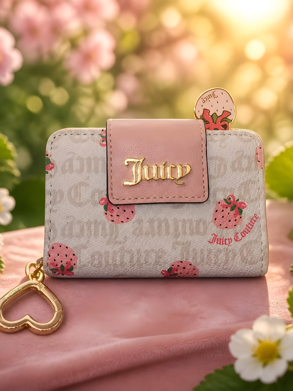 Juicy Couture Pink Strawberry Mini Wallet With Heart Clasp